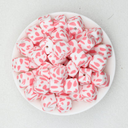 13.5mm Square Leopard Print Silicone Beads 50pcs 2