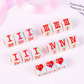 Plated Heart Pattern Acrylic Square Beads 16mm Glossy White Red 10pcs 6