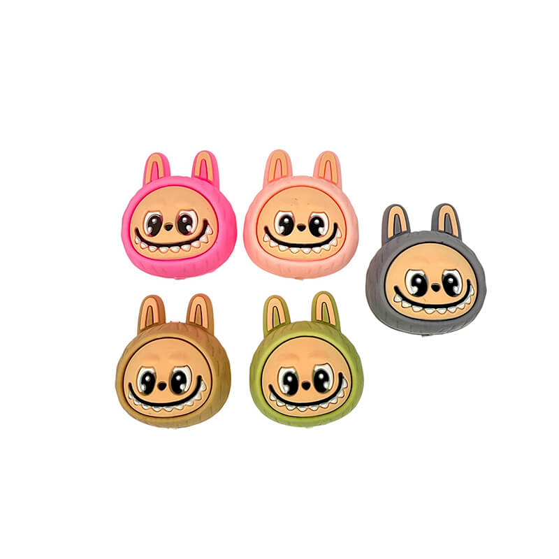 Silicone 3D Focal Beads Bunny Faces LaBuB Head Multi Color 20pcs