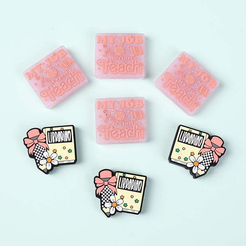 Silicone Focal Beads Library Reed Duck Book Phrase Set 20pcs 5