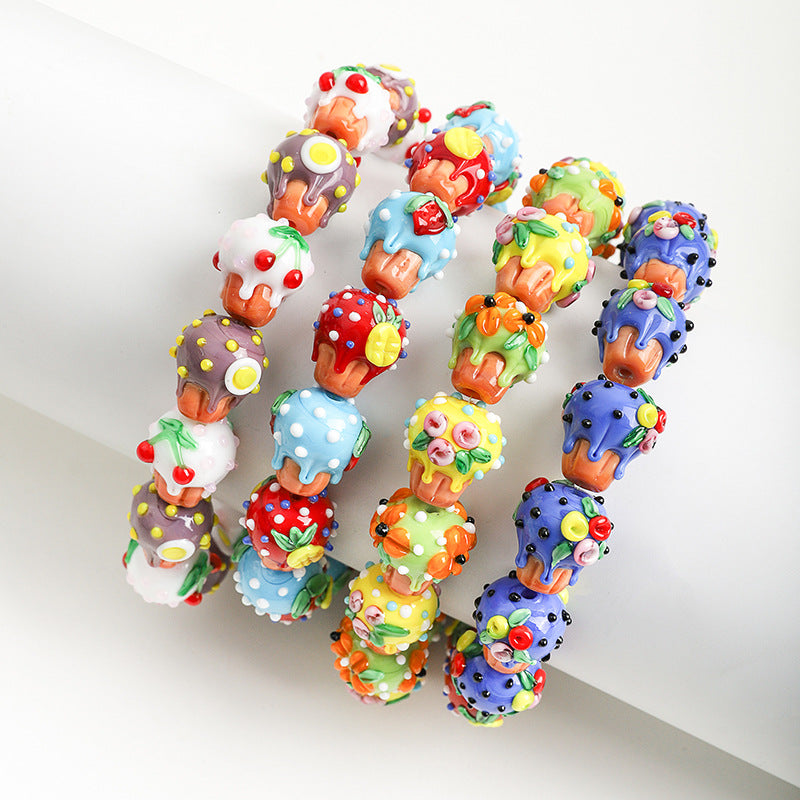 Dessert Theme Glass Cupcake Beads 15x13mm 5pcs