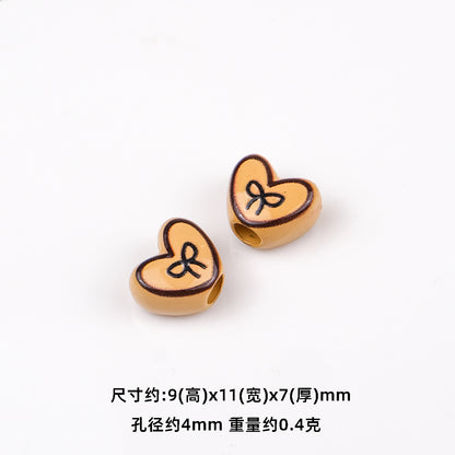 Bowknot Outline Heart Acrylic Beads 11mm 40pcs 8