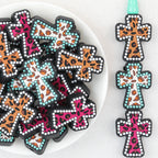 Leopard Print Cross Silicone Focal Beads 20Pcs 