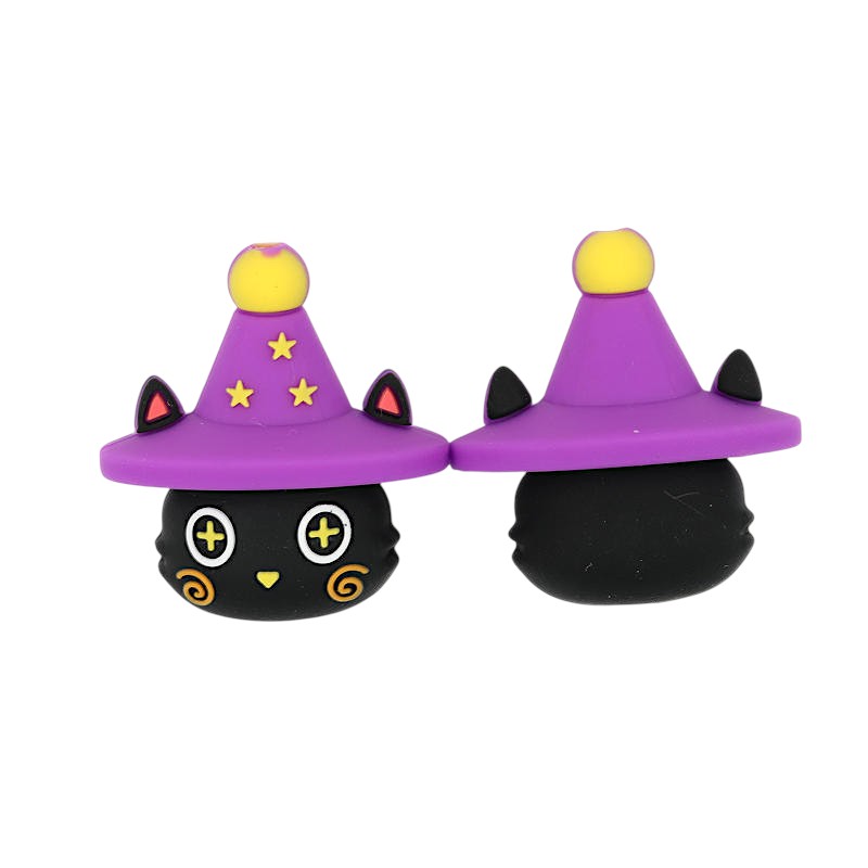 Silicone 3D Focal Beads Halloween Black Imp Witch Hat Stars 20pcs