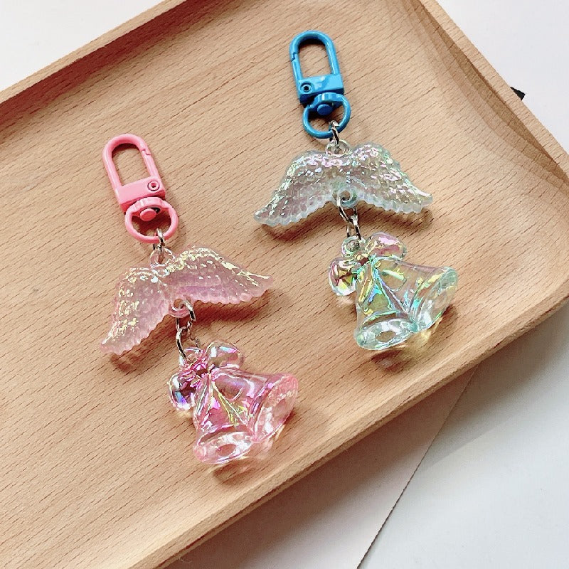 Acrylic Orchid Keychain Transparent Floral Rainbow Hues Charm 3