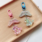 Acrylic Orchid Keychain Transparent Floral Rainbow Hues Charm 3