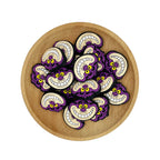 Silicone Focal Beads Alice Cheshire Cat Purple Grin Yellow Eyes 20pcs 2