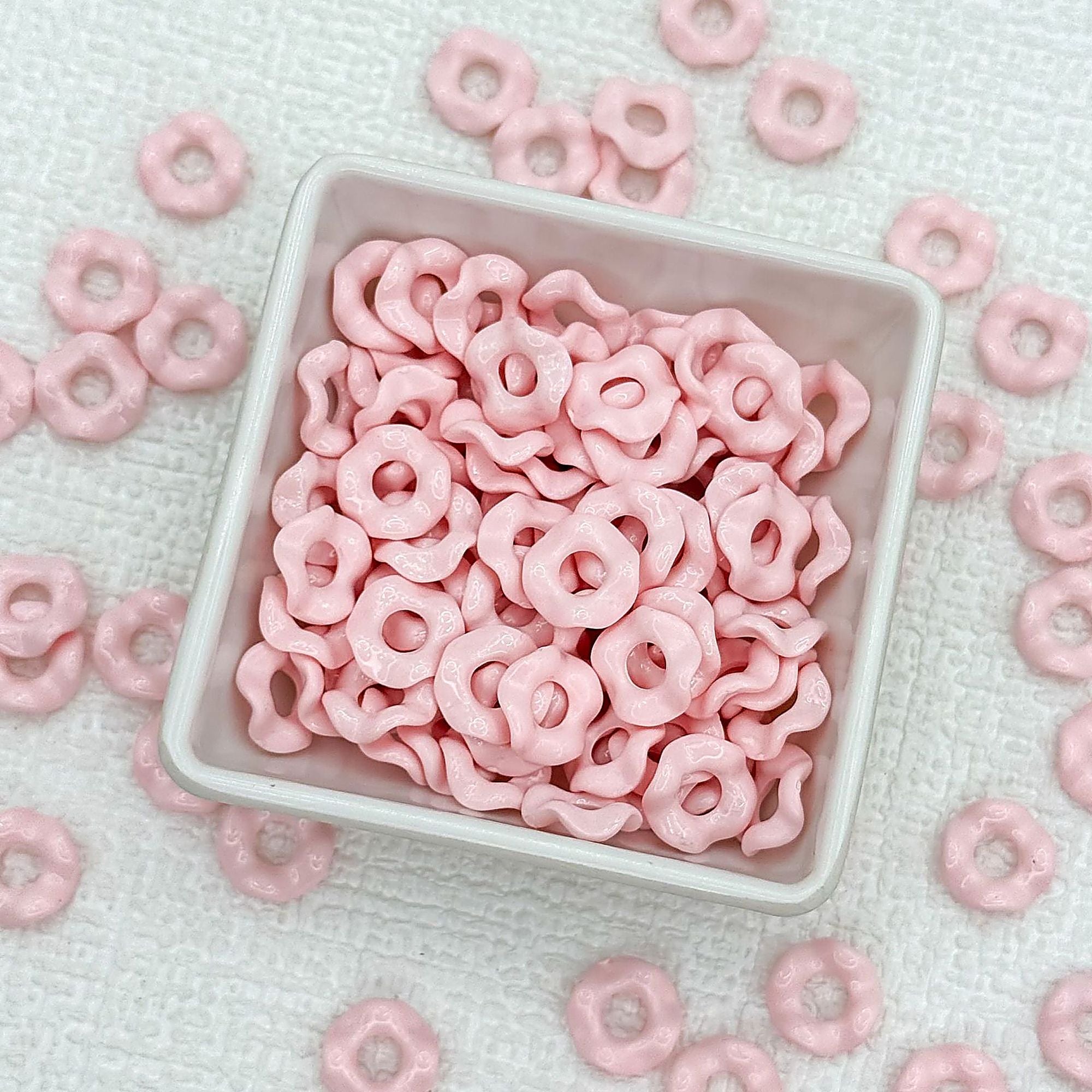 Acrylic Wavy Spacer Beads 12mm Baking Painted Colorful 50pcs - light pink