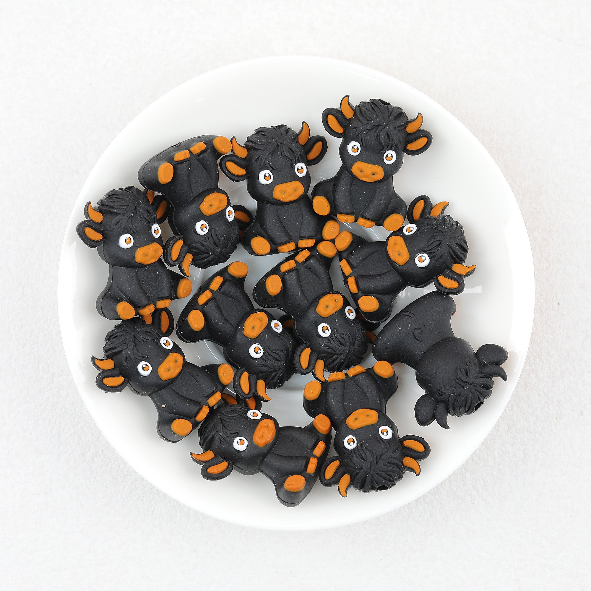  3D Cute Highland Cow Silicone Focal Beads 20Pcs 7