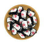 Silicone Focal Beads Halloween Ghost Holding Pink Lollipop with Witch Hat 1pcs 2