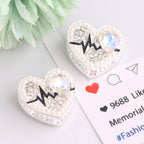 Fancy Heart Shape Crystal Rhinestone Alloy Beads 22mm 3pcs 6