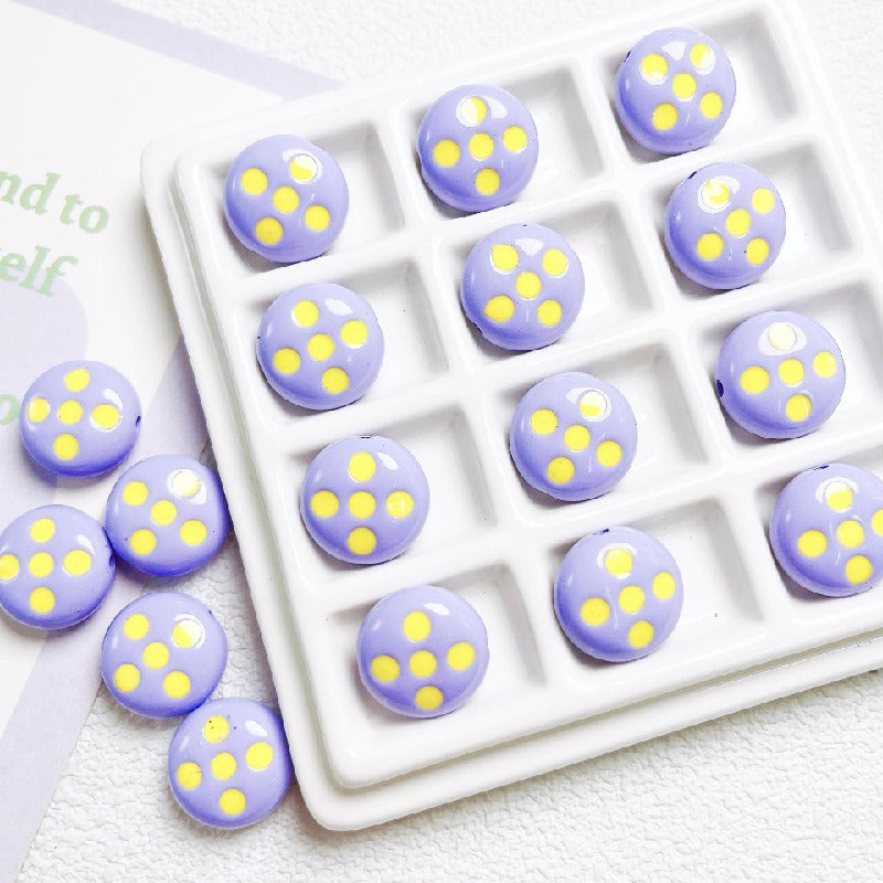Palette Flat Acrylic Beads 16mm Glossy Raised Dot Design 10pcs 5