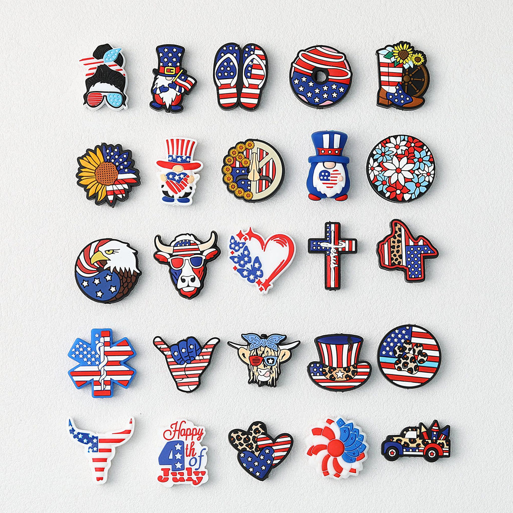 3D Patriotic Top Hat Gnome US Independence Day Silicone Focal Beads 20pcs