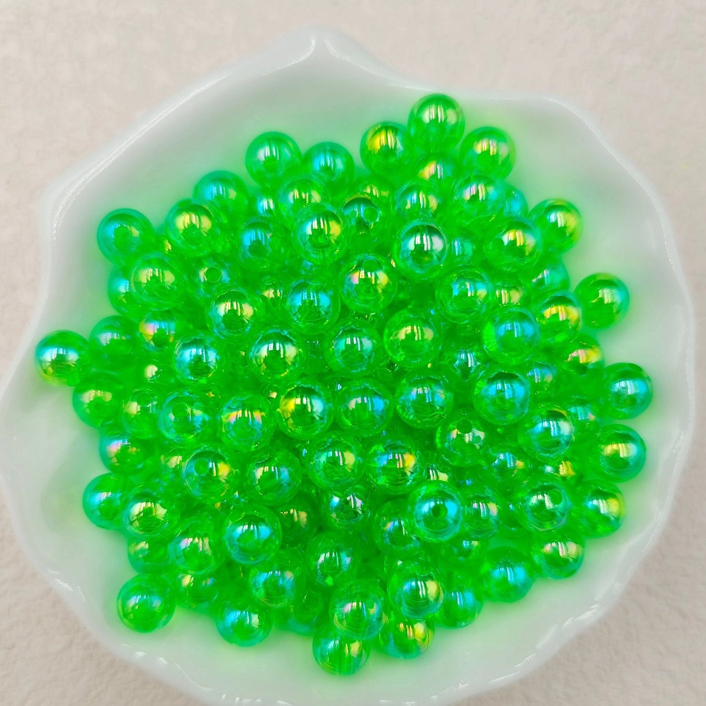Plating Round Acrylic Beads 10mm Iridescent Transparent 950pcs 23