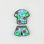 Summer Floral Pattern Shirt Silicone Focal Beads 20 pcs