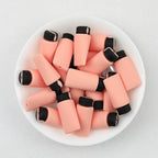 3D Beige Black Makeup Tube Silicone Focal Beads 20 Pcs