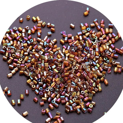 Iridescent Seed Bugle Glass Beads 3mm Mixed Colors 3000pcs 23