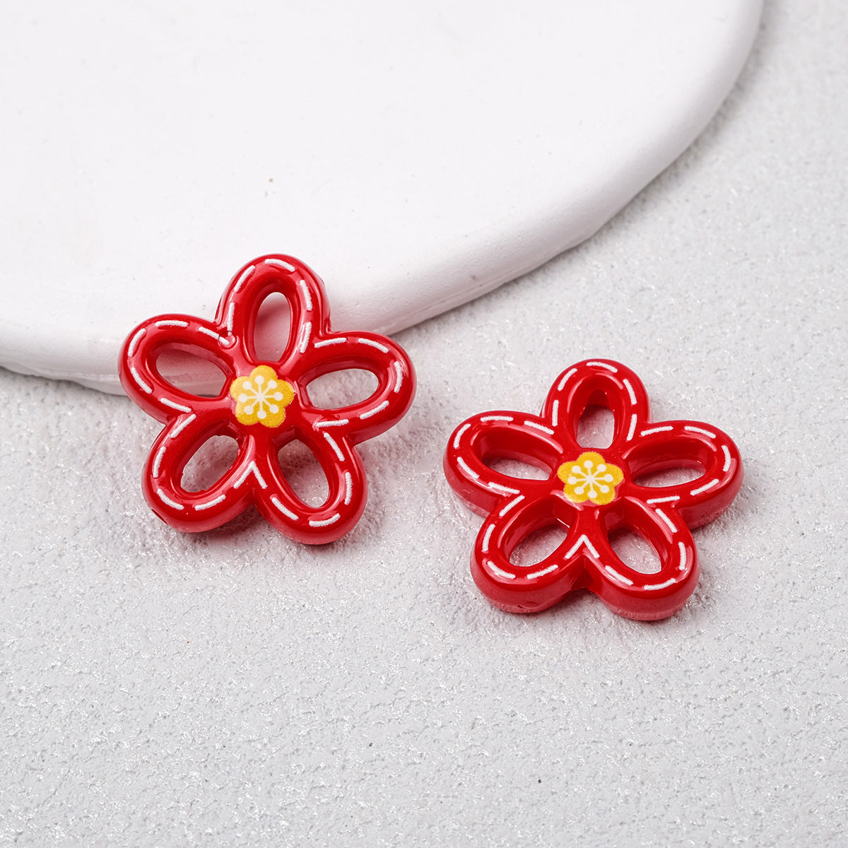 Hollow Dotted Line Sakura Flower Acrylic Beads 25mm 20pcs 17