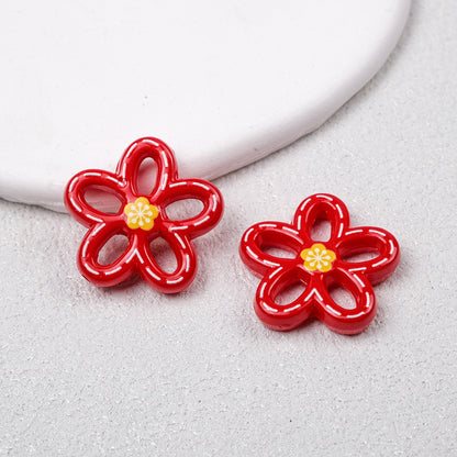 Hollow Dotted Line Sakura Flower Acrylic Beads 25mm 20pcs 17