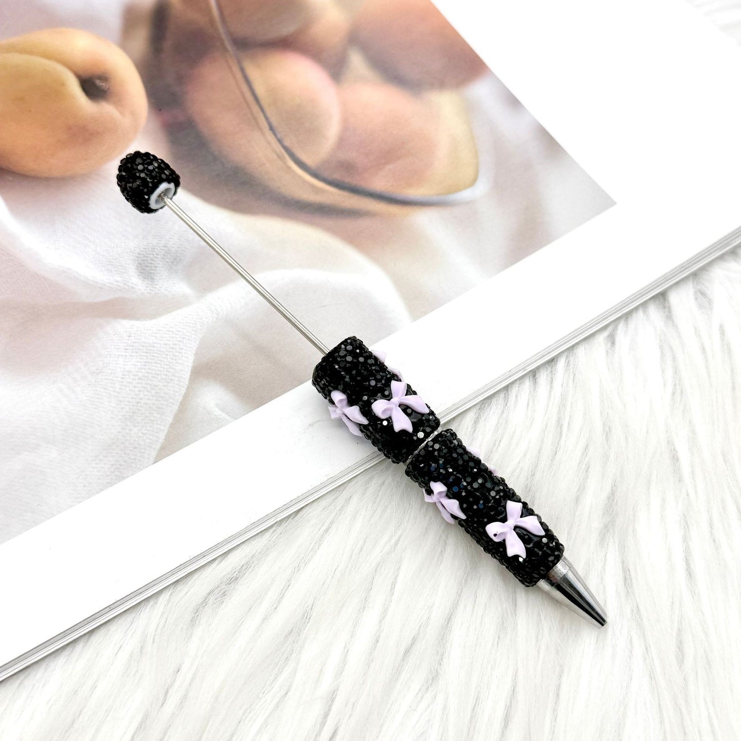 Beadable Pen with Rhinestone Bow Decoration 25
