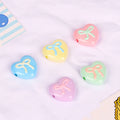 Hand Painted Heart & Star Acrylic Beads 24mm Glossy Pastel 10pcs 5