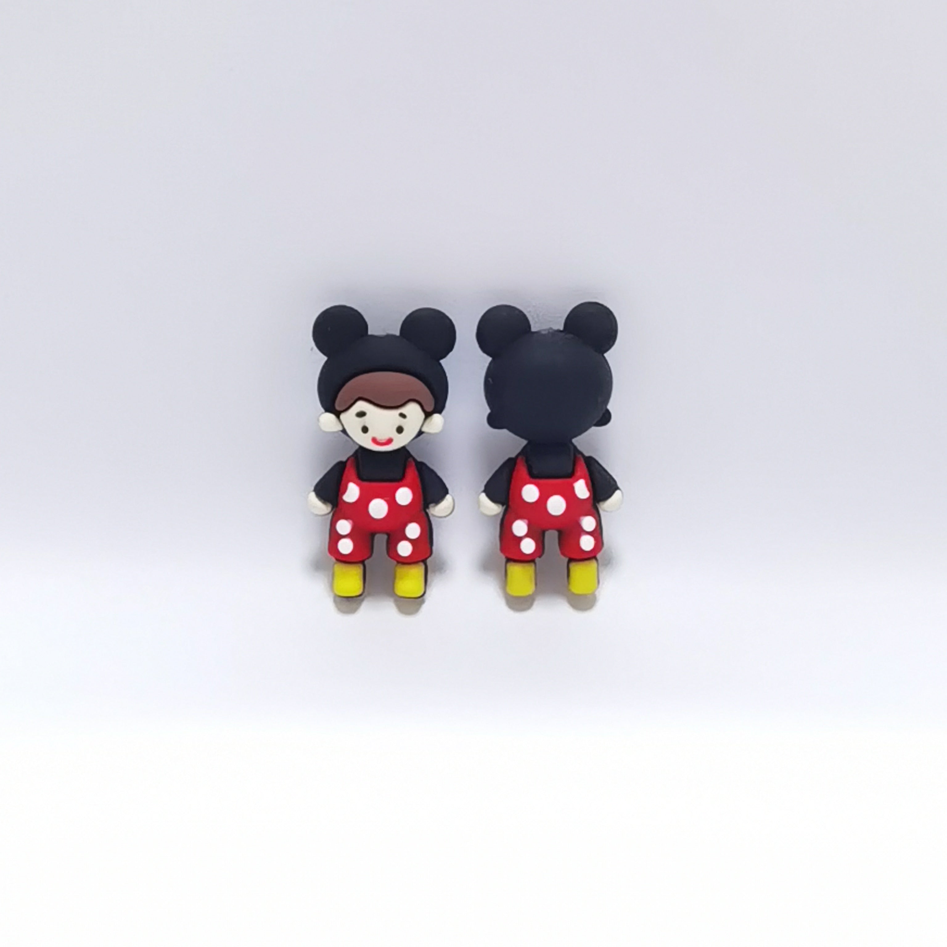 Silicone 3D Focal Beads Mickey Mouse Wearing Red Polka Dot Shorts 20pcs