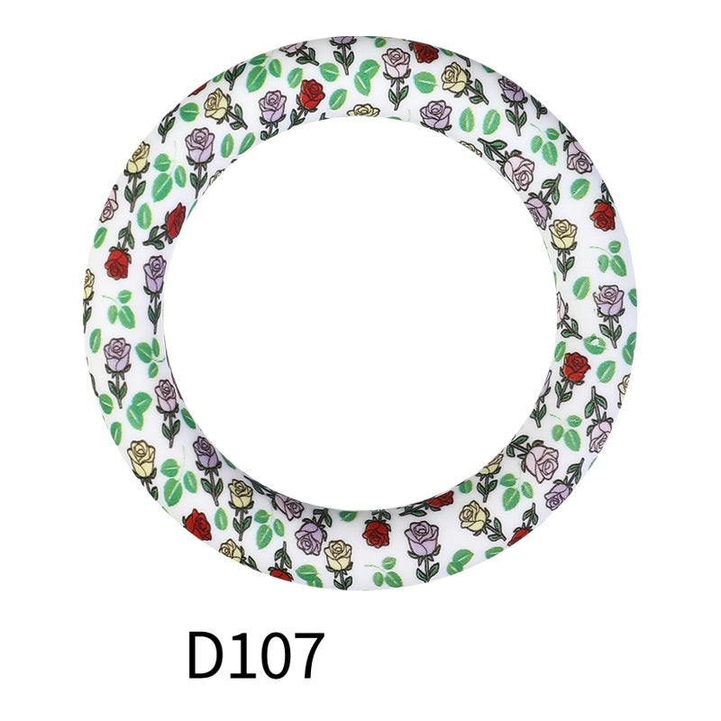 65mm Printed Round Silicone Rings Colorful Patterned 6