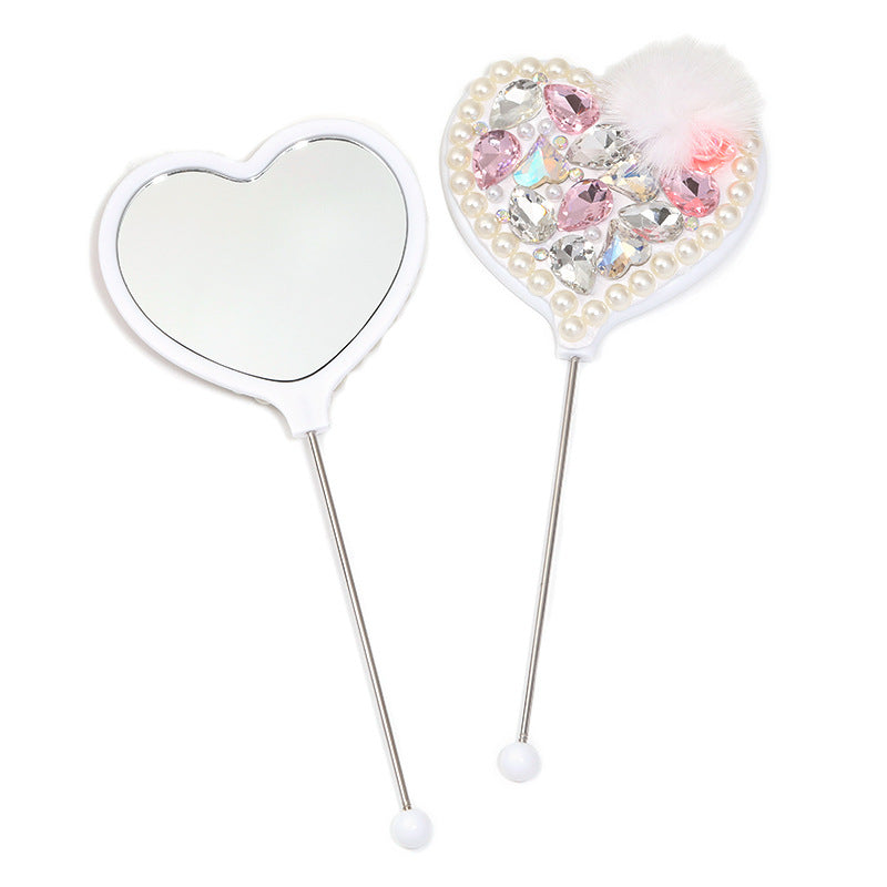 Beadable Heart Shape Handheld Makeup Mirror 25