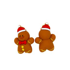 Silicone 3D Focal Beads Christmas Gingerbread Man Santa Hat Smiling Face 20pcs