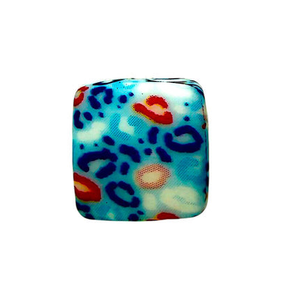 13.5mm Square Silicone Beads Printed Designs Mix 50pcs 13