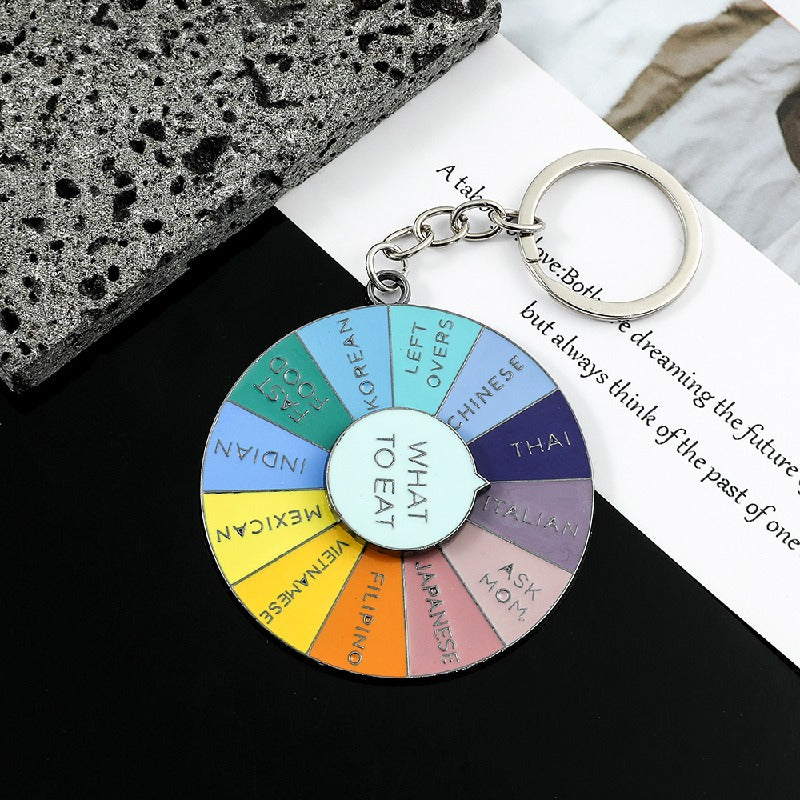 Alloy Rotating Disc What To Eat Keychain Colorful Food Choices 5