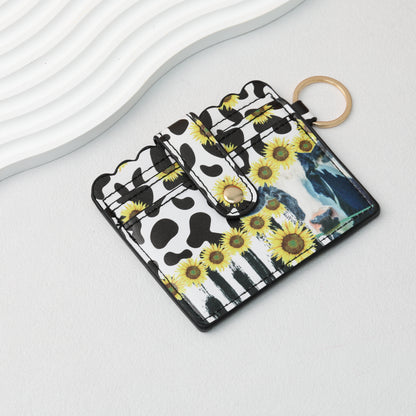PU Card Holder Keychain Multi Patterned
