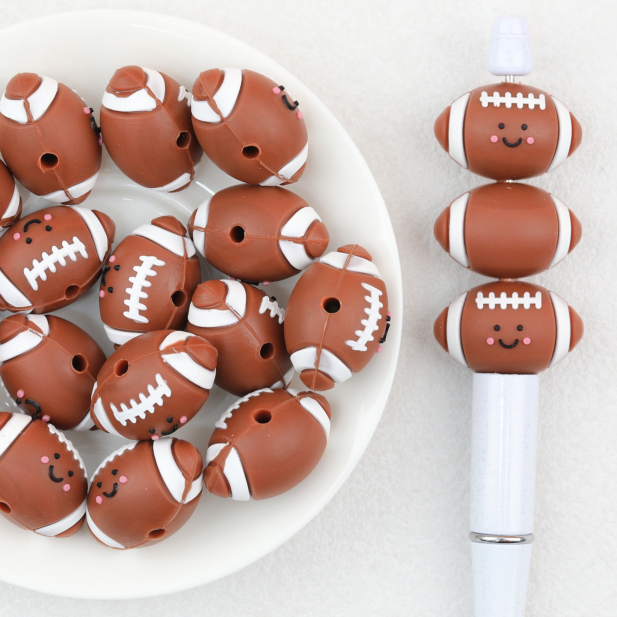 3D Cute Rugby Silicone Focal Beads 20Pcs 