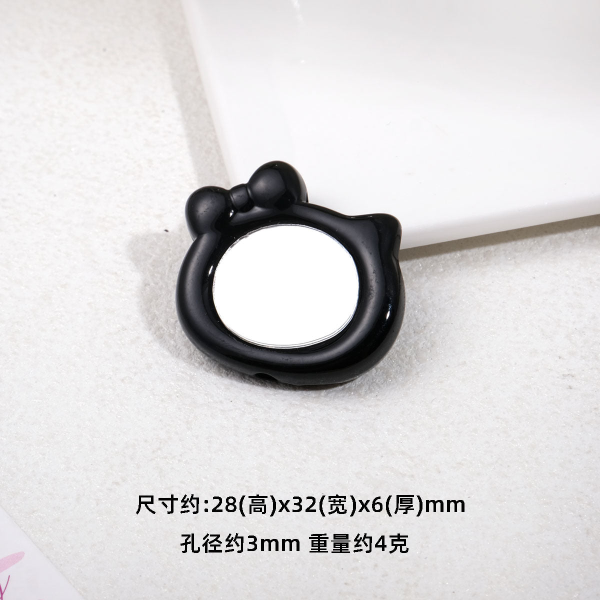 Cat Head Mirror Acrylic Beads 28x32mm Round Flat 10pcs 4