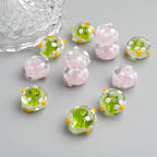 Colorful Floral Round Transparent Glass Spacer Beads 17mm 10pcs 4