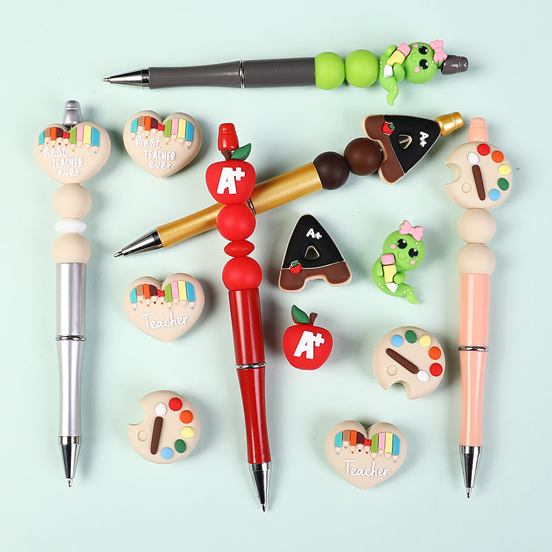 Silicone 3D Focal Beads Teacher Apple A+ Pencil 20pcs 7