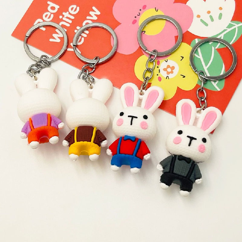PVC Cartoon Rabbit Keychain Soft Rubber Cute Bunny Strap Charm 3