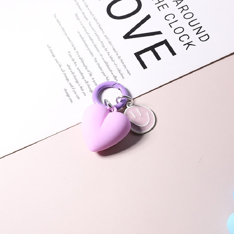 Resin Heart Smiling Face Keychain Pastel Colors Cute Charm 9