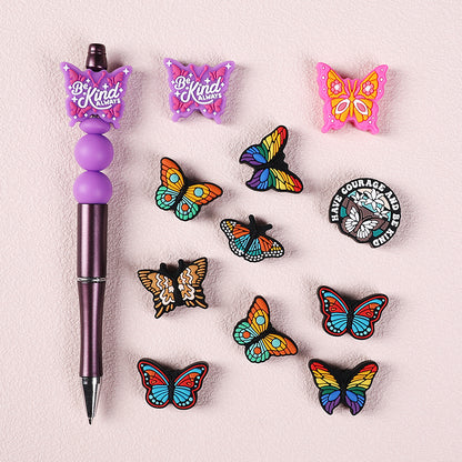 Silicone Focal Beads Butterfly Be Kind Always Purple Phrase Detail 11