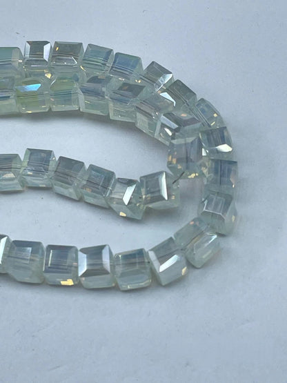 Electroplated Square Glass Beads 6mm Colorful Reflective 96pcs 23