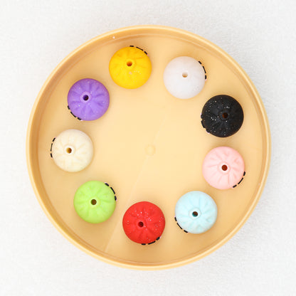 3D Cute Glitter Steamed Stuffed Bun Silicone Focal Beads 20pcs