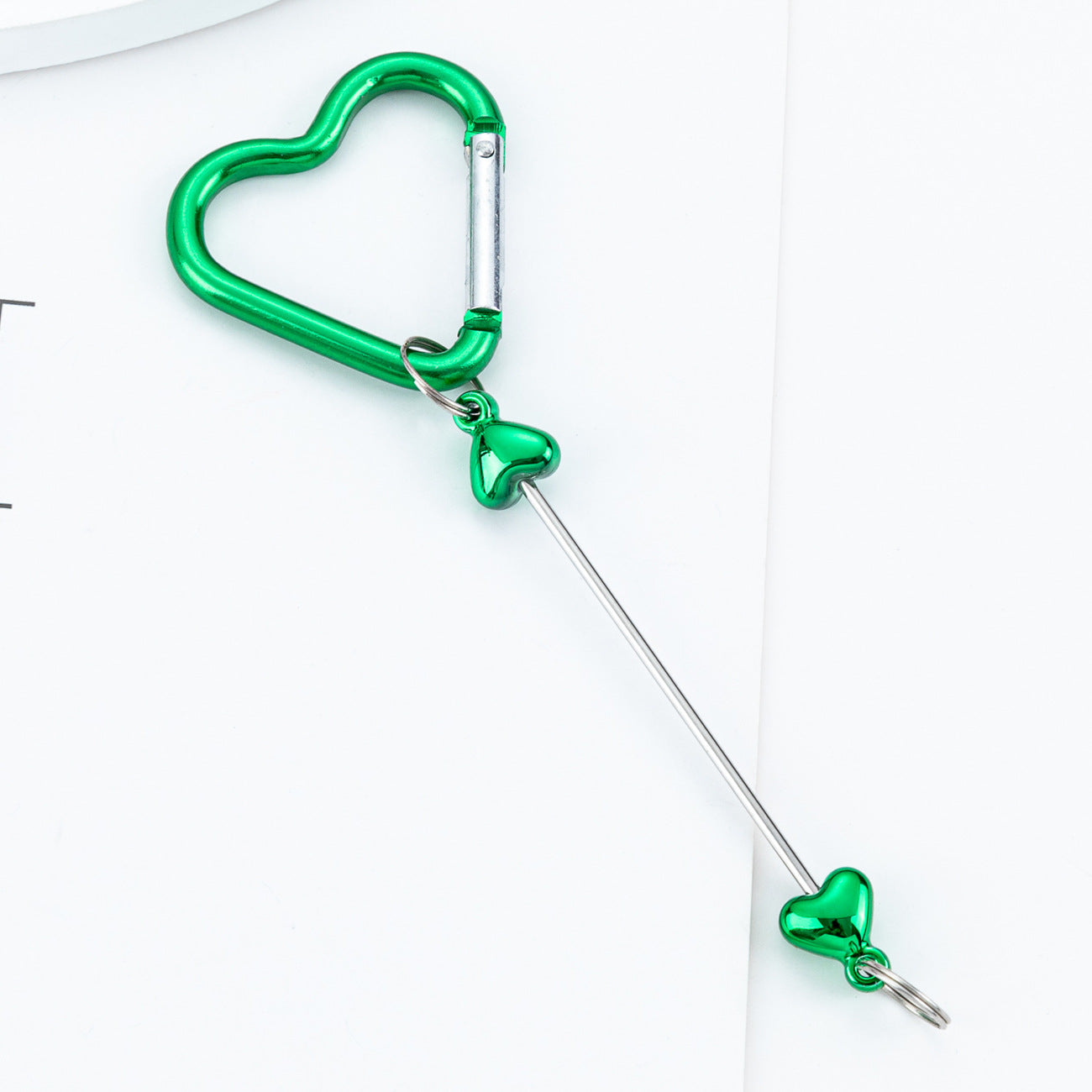 Beadable Metal Carabiners Heart-shaped With Bars