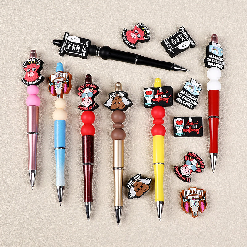 Silicone Focal Beads Fun Text Playful Quotes Cartoon Style 20pcs 8