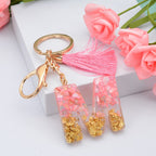 Resin Floral Pink Tassel Monogram Keychain Alphabet Letter A 13