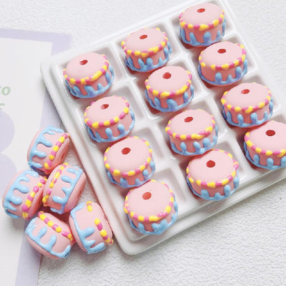 Painted Cake Acrylic Beads 14x20mm Colorful Dripping Icing 10pcs 10