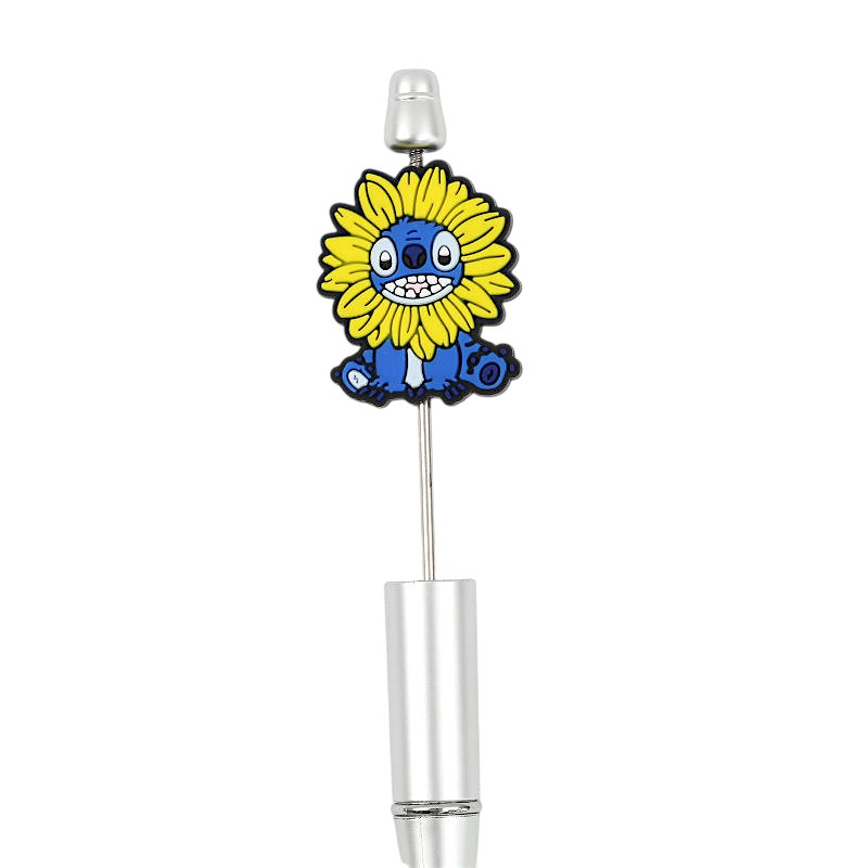 Silicone Focal Beads Sunflower Stitch Blue Face Yellow Petals 20pcs 2