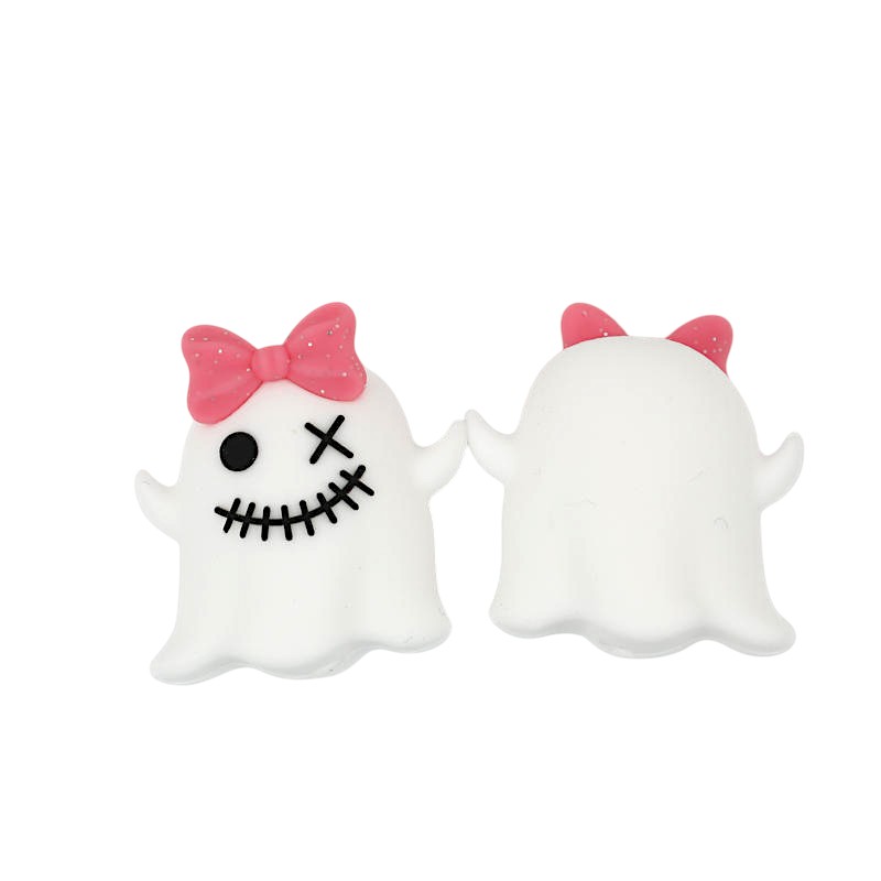Silicone 3D Focal Beads Halloween Bow Ghost Raised Arms 20pcs