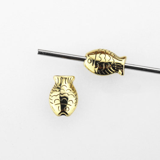 Fish Metal Beads 14mm Chunky Gold and Silver Tone 50pcs 2