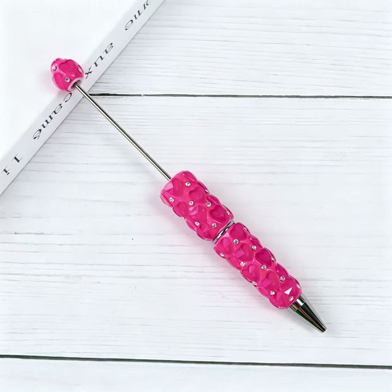 Beadable Plastic Pen with Colorful Heart and Rhinestone Design 8