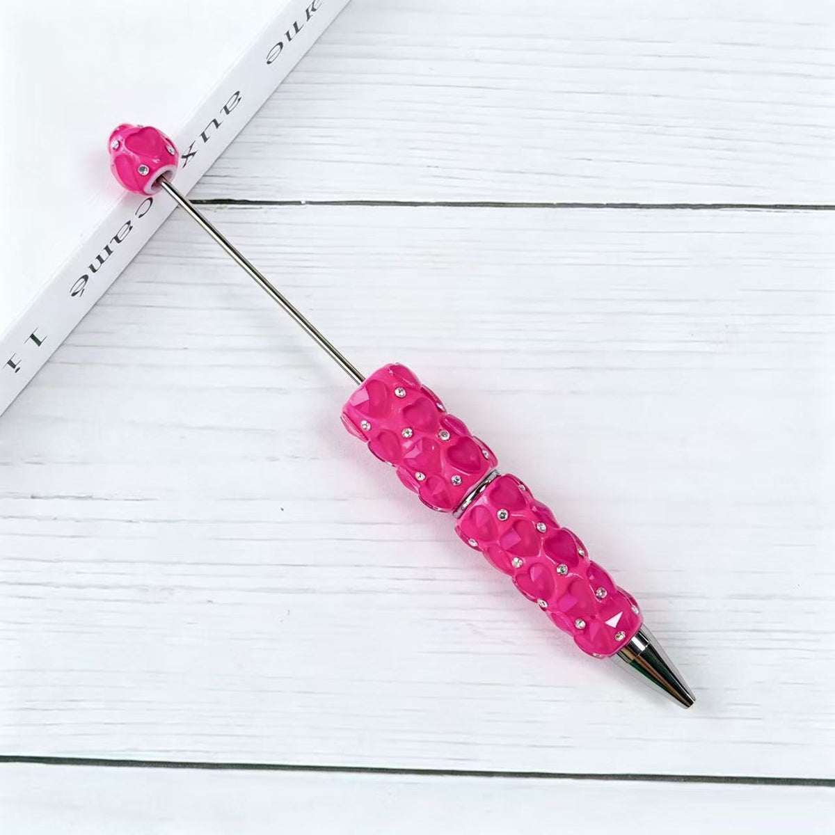 Beadable Plastic Pen with Colorful Heart and Rhinestone Design 8